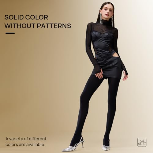 Image of MANZI Microfibre Tights for Women, Semi Opaque Solid Colored Footed Pantyhose 70 Denier