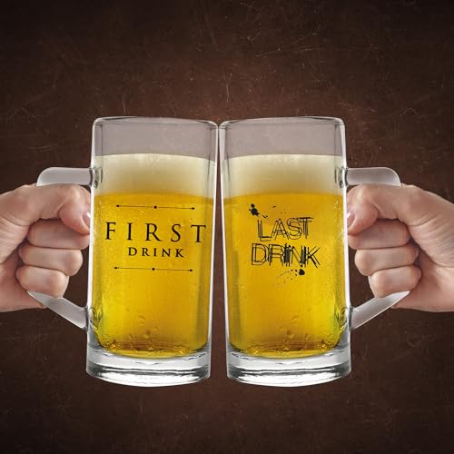 Mad Monkey Divertente bicchiere da birra con iscrizione - Bicchiere da birra First Drink - Last Drink - immagine 4