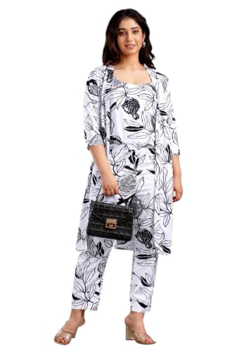 Image of Women's Printed Nightsuit Pajama with Top with Long Gown Lightweight Soft & Comfy Sleepwear for Girls & Women