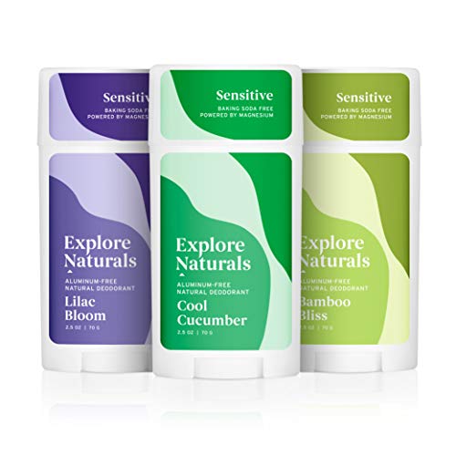 Explore Naturals Deodorant 3-Pack - Cool Cucumber, Lilac Bloom, Bamboo Bliss - Baking Soda Free - Natural Deodorant for Women and Men - Cruelty free, Aluminum Free, Free of Parabens and Sulfates