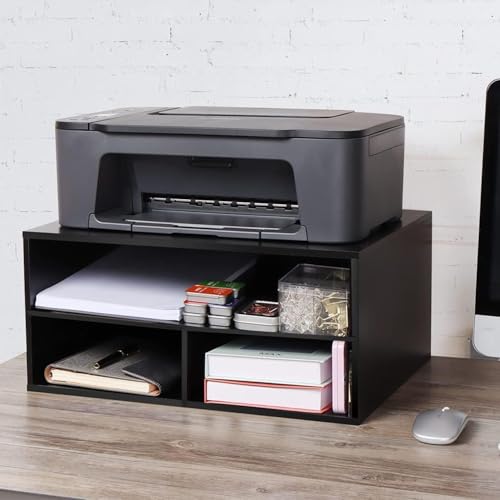 Image of Home Sparkle Printer Stand Shelf with Storage Wood Desk Paper Organzier for Home /Office,Printer Riser, 2 Tire