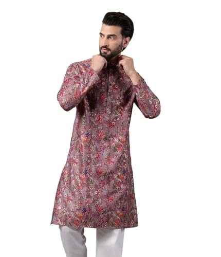 Image of SOJANYA (Since 1958 Men's Cotton Floral Print Long Kurta