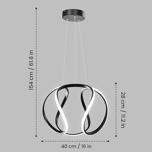 Image of Smartway Theol 66W LED Hanging Pendant Light | 3 Color Modes (Warm, Natural & Cool White) | Modern Decorative Ceiling Lamp for Bedroom, Living Room, Dining, Cafe & Office
