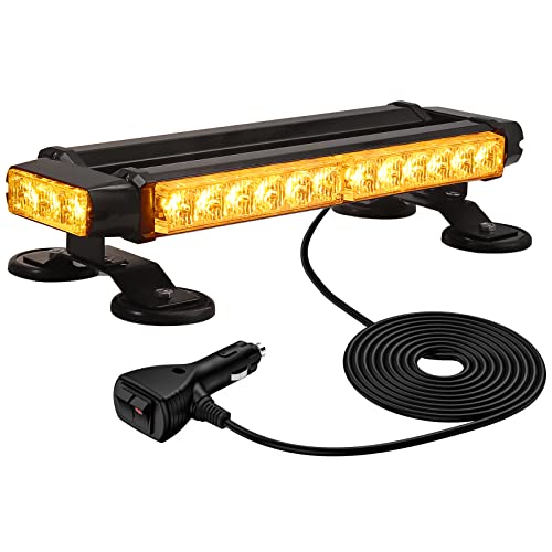 AUTOUTLET Luz Estroboscópica Luz de Advertencia 30 LED, 12V/24V Luz Intermitente de Emergencia con 4 Bases Magnéticas, 7 Modos Flash, 5m Cable, Baliza Giratoria Impermeable IP65, Ámbar