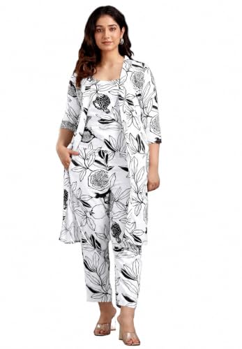 Image of Women's Printed Nightsuit Pajama with Top with Long Gown Lightweight Soft & Comfy Sleepwear for Girls & Women