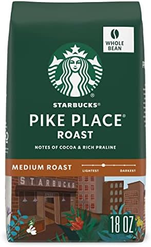 Starbucks Whole Bean Coffee—Medium Roast Coffee—Pike Place Roast—100% Arabica—1 bag (18 oz)