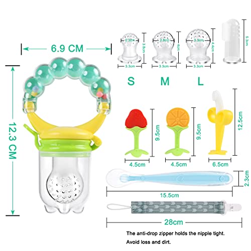 Vicloon-Fruchtsauger-Baby-7-Stuck-Fresh-Fruit-Schnuller-Baby-Food-Feeder-mit-6-Silikon-Obstsauger-Nippel-Ersatzv-in-3-Grosen-BPA-frei-Gemuse-Sauger-Obst-Gemuse-Baby-Essen-Beikost-lila-grun