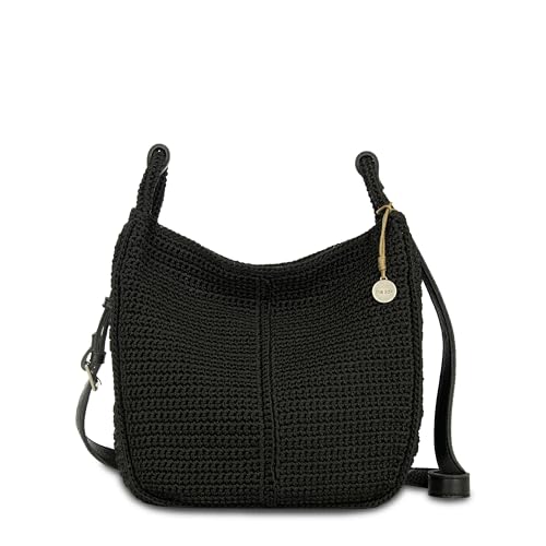 Image of The Sak Los Feliz Crossbody Purse - Hand Crochet Women's Handbag for Everyday & Travel - Cross Body Bag With Zipper Pockets & Adjustable Shoulder Bag Strap - Black