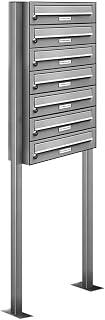 AL Briefkastensysteme 7er Edelstahl Standbriefkasten rostfrei als 7 Fach Briefkastenanlage DIN A4 in Postkasten Briefkasten Design modern