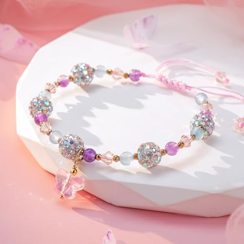 Butterfly Crystal Bracelets for Girls Daughter Granddaughter Niece Sister, Birthday Christmas Valentine's Day Graduation Easter Gifts3