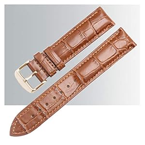 ZXF Horlogebandjes lederen, Lederen horlogebandjes Gepolijste gesp horloge bandriem snelkoppelingsvervanging polsbandjes gewatteerd (Color : Brown gold buckle, Size : 18mm)