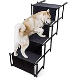 VaygWay Car Dog Steps Foldable Stairs – Pet Portable Metal Frame Car Stairs – Adjustable Folding...