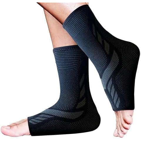 AZMEC Ankle Compression Support Sleeve, Light Elastic & Breathable Knitted Fabric for Sprained Ankle, Achilles Tendonitis, Plantar Fasciitis, & Injured Foot Medium Compression - For Men Women Kids - Cover