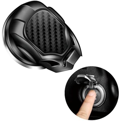 Shinever Engine Start Stop Button Cover, Zinc Alloy One-Key Start Button Cover, Car Ignition Button Protective Cover 3D Anti-Scratch Universal Car Engine Switch Decoration Cover (Black) Cover