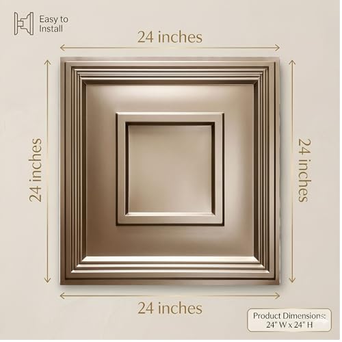 Image of Kayra Decor PVC Ceiling Panel 60x60 cm|Square Panel|Metallic Coffee|50 Tiles Cover 200 Sq Ft| Modern False Ceiling|Royal & Elegant Finish
