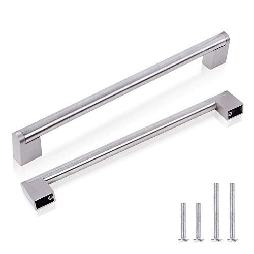 (50 Pack) knobelite 8-4/5 Inch (224mm) Hole Centers Cabinet Handles,Modern Brushed Nickel Kitchen Cabinet Handles, Euro Square Boss Bar Pulls Stainless Steel Drawer Handles Dresser Cabinet Hardware