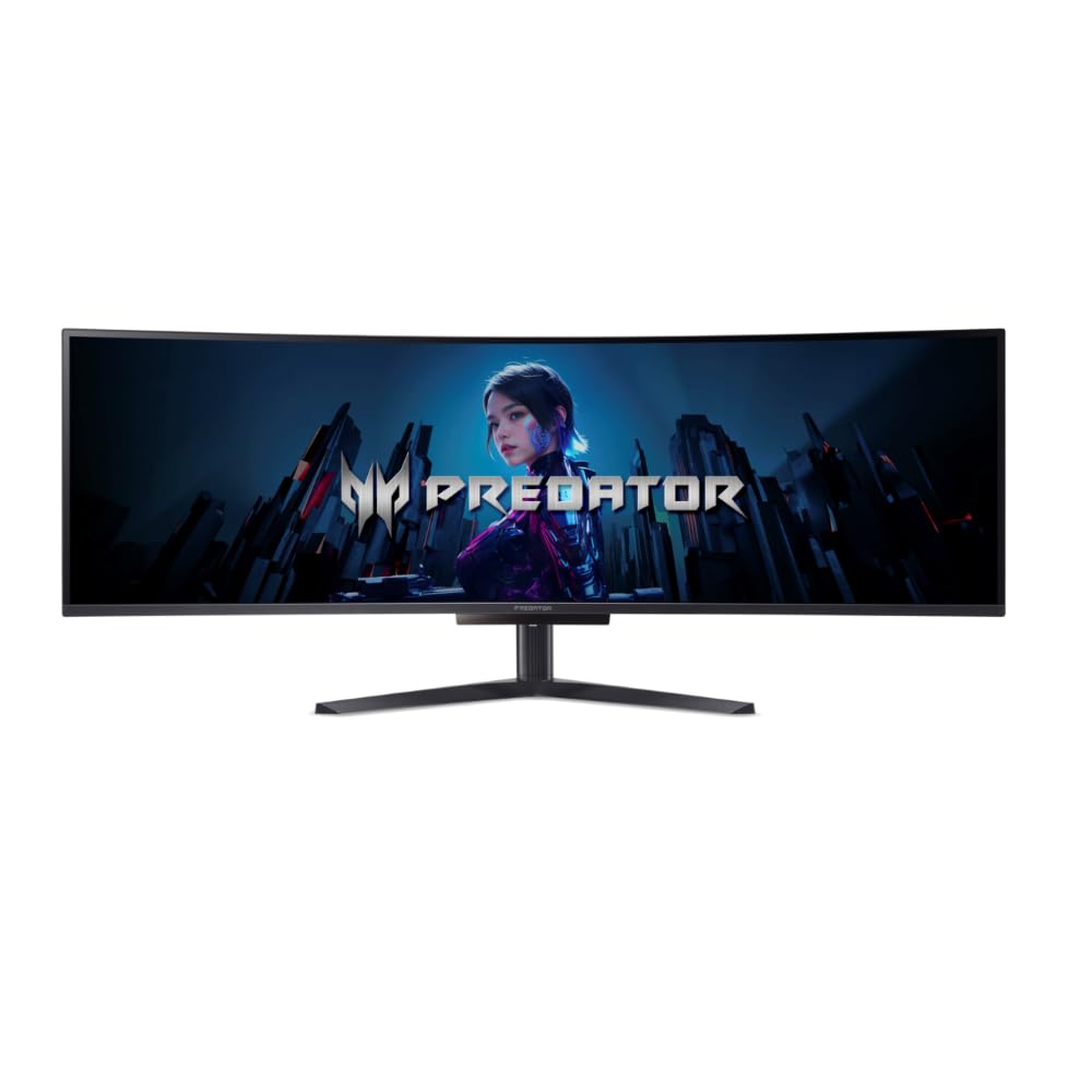Monitor Gamer Curvo Acer Predator X49 XBMIPPHUZX Tela OLED de 49" Utra Wide Dual Quad HD Taxa de Atualização de 240Hz Tempo de resposta 0.03ms AMD FreeSync Premium Inclinação 20º