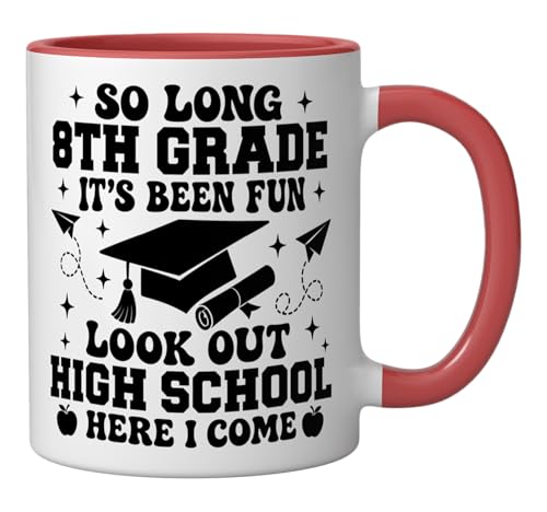 Taza de cerámica graduación 8o grado 11 onzas rojo/blanco miniatura 2