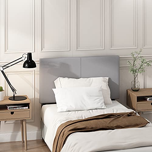 Image of Furinno Roanne Plain Upholstered Headboard Twin Size, Glacier | Wooden Headboard, Bed Frame Mount Head Board, Easy Assembly, for Bedroom, Dorm