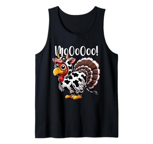 Turkey Moo Funny Thanksgiving Camiseta sin Mangas