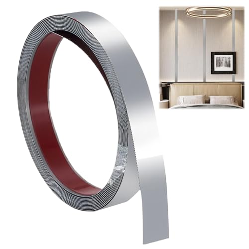 10 Meter Metallband Selbstklebend,Silberfarbenes Zierleisten Selbstklebend,Wandleiste Aus Edelstahl,1,5 CM Breit,Kratzfest,Wasserfest,Zum Kantenschutz An Wänden,Türrahmen Und Fliesen