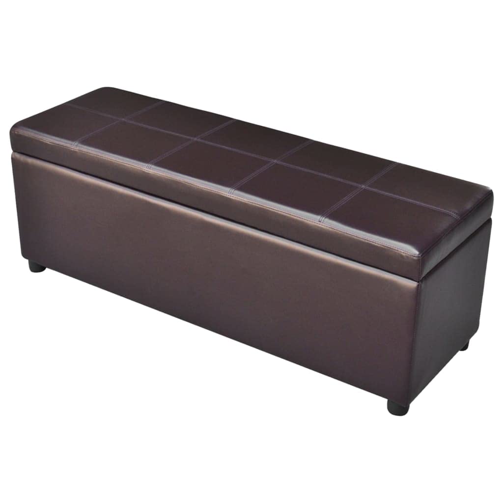 Baúl de madera con cojín de asiento, 116 x 39 x 44 cm, marrón, 100% PVC, taburete con espacio de almacenamiento, banco acolchado con baúl grande, aspecto vintage para pasillo, salón