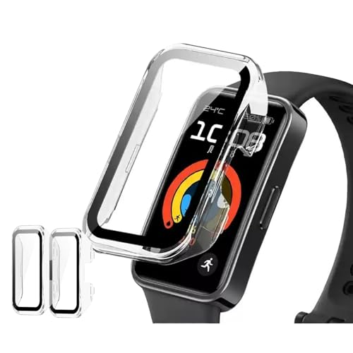 �y2���g�zFor HUAWEI Band 10 �p �P�[�X �K���X�t�B���� ��̌^ HUAWEI Band 10/9/8 �ی�J�o�[ �S�ʕی� �����K���X �ϏՌ� �����ߗ� �w��h�~ �X�}�[�g�E�H�b�`�P�[�X�i�N���A�j