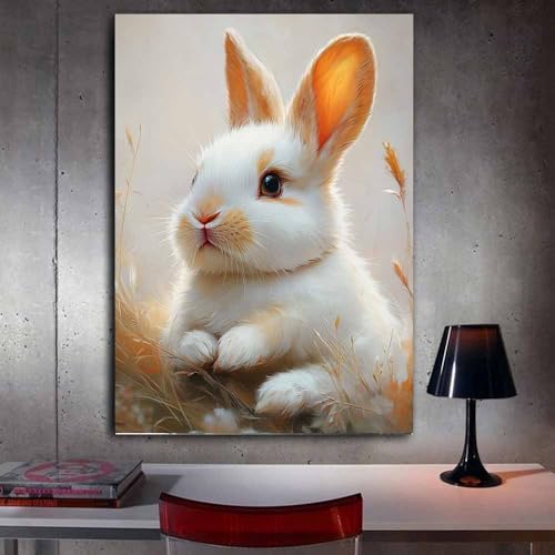 Impression sur toile lapin fleurs idée cadeau décoration maison - 3