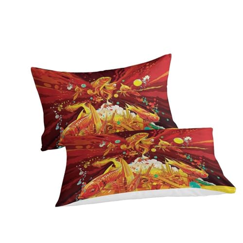 Housse de couette poisson rouge 3D parure de lit double Premium