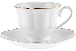 Karaca Porcelain Espresso Turkish Coffee Cup Set of 6, 12 Piece, 90ml, White Gold