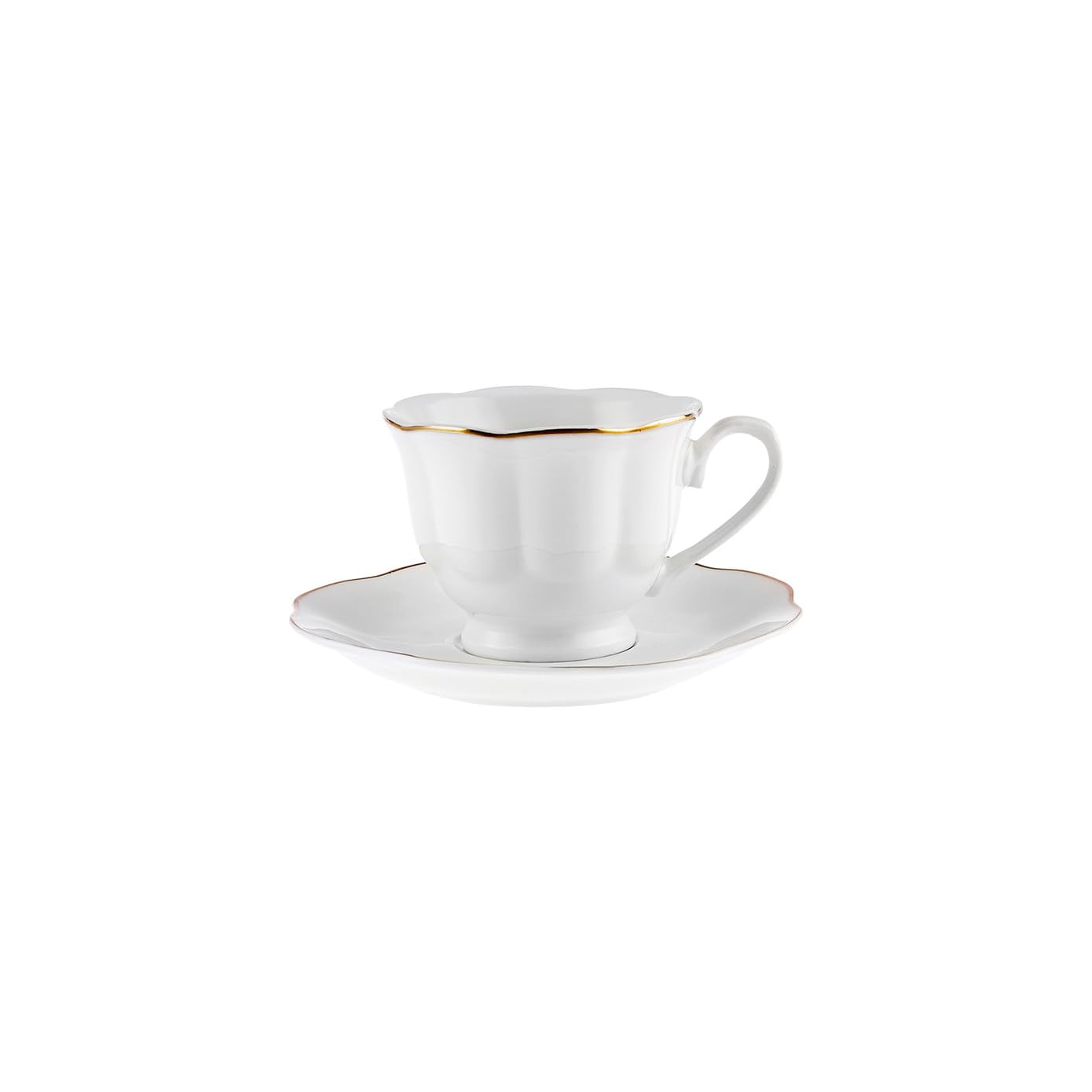 KARACA Çan Turkish Coffee Cup Set for 6 People, 12 Piece White Cups with Saucers, Small Porcelain Espresso Set