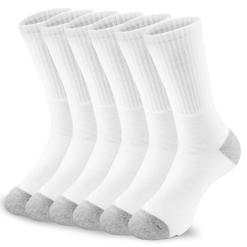NevEND 6 Pairs Cotton Crew Socks Athletic Lightweight for Men Boys