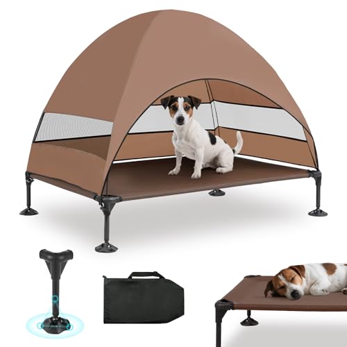 Snagle Paw Hundeliege mit Dach & Erhöhtes Design - Stabiles Hundebett mit Antirutschfüßen, Breiter Schatten - Wasserdicht für Große Hunde Indoor/Outdoor, Camping & Garten