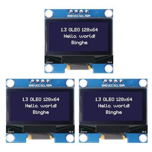 Ya en mundofriki.es: 1,3" OLED I2C Display Modulo Binghe 3 Piezas 1,3" LED OLED Display I2C IIC OLED Display con SSH1106 Chip 128 x 64 Pixel I2C Visualización en Pantalla con Caracteres Blancos Compatible con Arduino