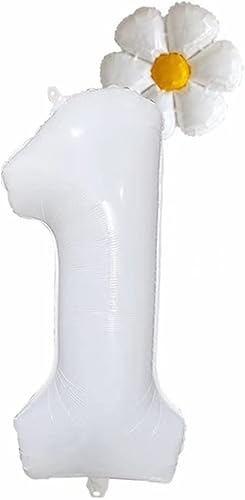 Juego de globos de margarita número 1 de 40 pulgadas, globos de cumpleaños para niños y Aldult, globos de aluminio de helio, decoraciones de fiesta