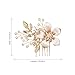 SWEETV Gold Bridal Hair Clip,Floral Bridal Hair Comb Barrette Flower Hair pieces for Brides Wedding