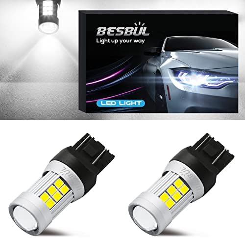 BESBUL 7443 LED Bulb White, Super Bright 7440 LED Bulbs, T20 W21W LED Bulb for Reverse Brake Backup Tail Lights, Pack of 2