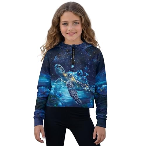 Sweat à capuche fille à demi-zipper Xoenoiee 5-14 ans automne floral