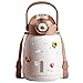 Botellas de agua con aislamiento Kawaii con pajita Botellas de agua de acero inoxidable Big Belly Termo a prueba de fugas al vacío para niñas y adolescentes,Brown-1200ml