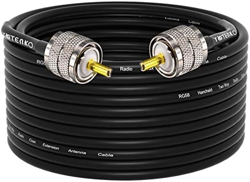 YOTENKO CB Coax Cable,RG58 Coaxial Cable 49.2ft,UHF PL259 Male to Male Cable 50 Ohm Low Loss for CB Radio,Ham Radio,SWR Meter,Dummy Load,Antenna Analyzer