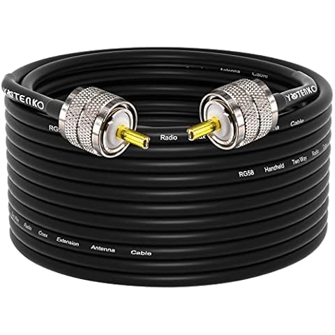 YOTENKO RG58 Coaxial Cable 49.2ft, CB Coax Cable, UHF PL259 Male to Male Cable 50 Ohm Coax Low Loss for HF VHF CB Radio, Ham Radio, SWR Meter, Scanner, Antenna Analyzer Cover