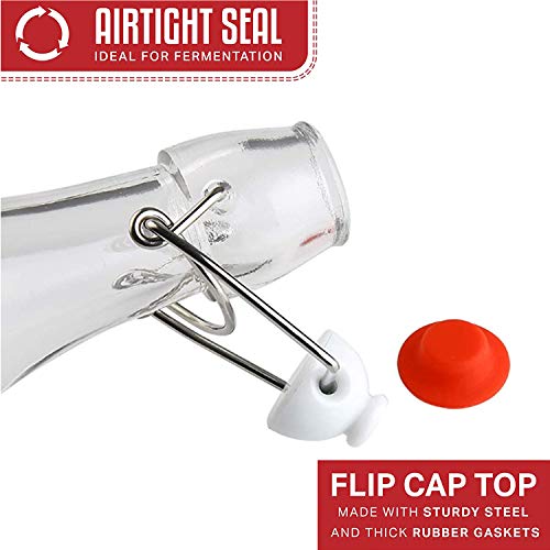 Encheng 32 oz Clear Glass Bottles with Air Tight Lids,Easy Cap Bottle for Beer and Home Brewing,Glass Kombucha Bottles with Stoppers,Swing Top Bottle for Beverages 8 Pack