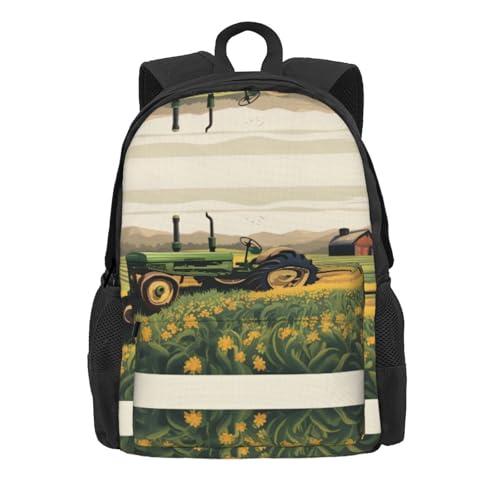 Tractor Farm Large Capacity Travel Backpack - Polyester Backpack,Multi-Functional Storage Bag2