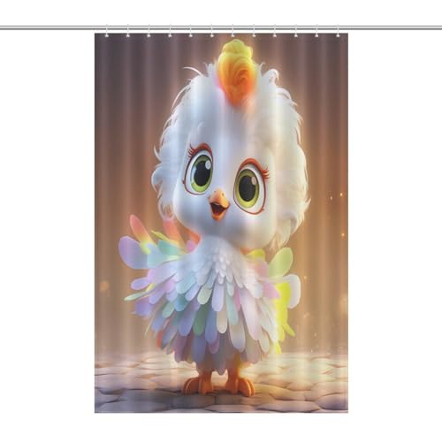 Rideau douche poulet mignon tissu polyester imperméable lavable bain 122x183cm