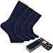 HUGH UGOLI Men's Dress Crew Socks Seamless COTTON Casual Business 4 Pairs (Navy Blue)
