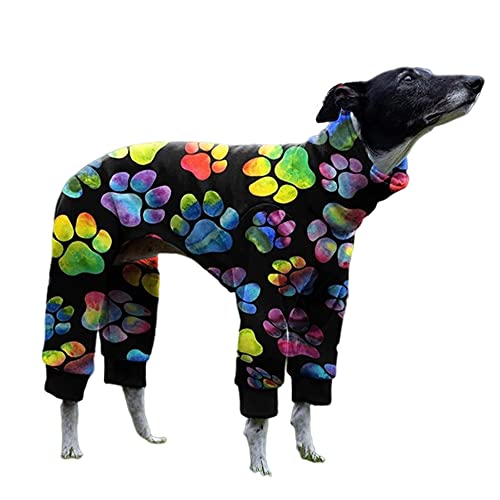 Cnkwei Pijama para Perro, tamaño Mediano y Grande, Estampado de Galgo, Color Negro