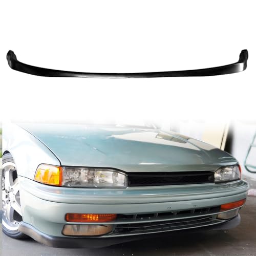 HYPER GLORY Front Bumper Lip Compatible with 1990-1993 Honda Accord, Unpainted Black T-R Style PU - Polyurethane Front Lower Chin Spoiler Protector, 1 PC