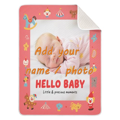 Custom Cute Baby Picture Amusement Park Red Blanket for Baby Cozy personalizado para Dog Monogrammed Blankets for Newborns, Infants, & Toddlers...