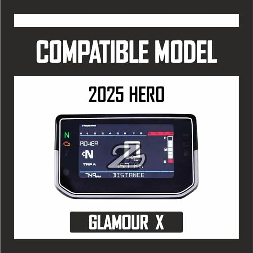 Image of ZEIR Screen Protector Compatible with HERO GLAMOUR X 2026 Digital Meter Scratch Guard For GlamourX | Water Resistant | 9H Bike Instrument Cluster Scratch Cover Accessory 2025+ [Not Tempered Glass] (Glamour X - Pack1)
