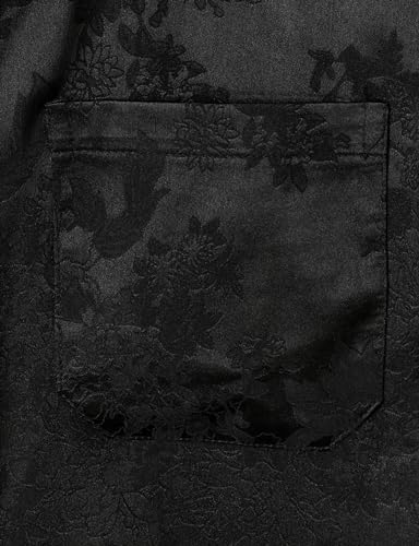 ZEROYAA Men's Shiny Luxury Silk Satin Floral Jacquard Short Sleeve Regular Fit Button Down Shirt for Party Prom4